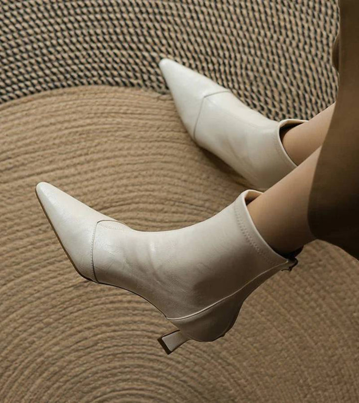 Brigitte | Elegant Heeled Leather Ankle Boots