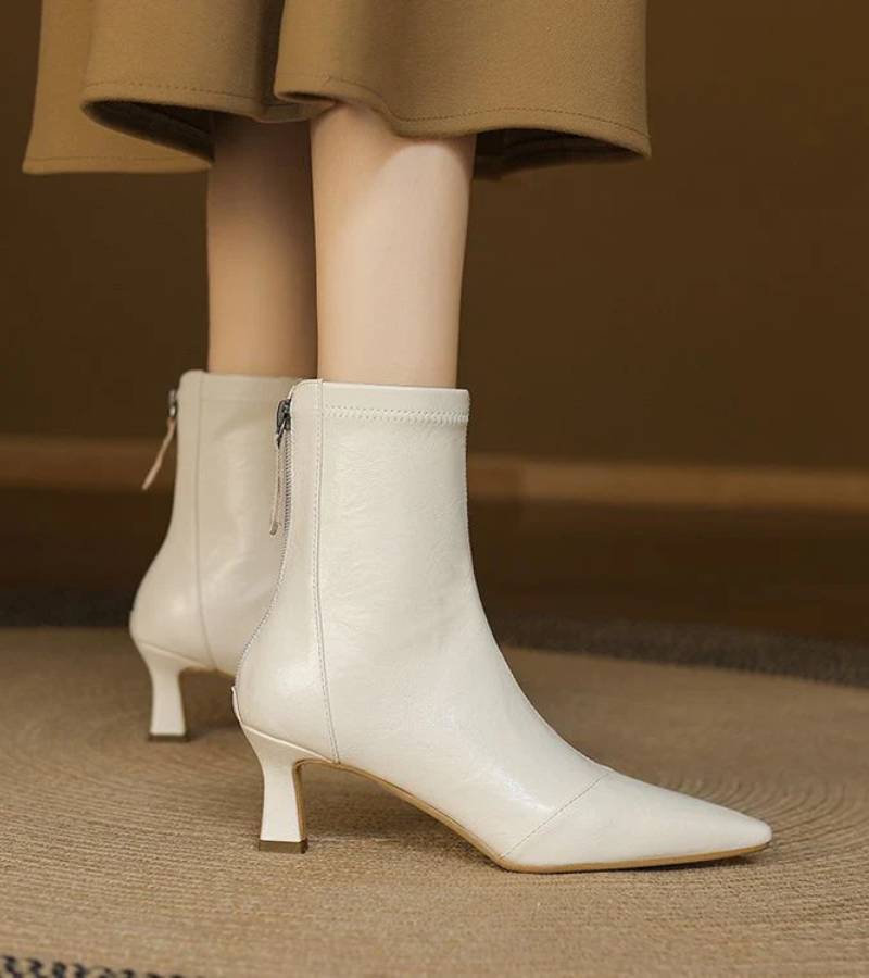 Brigitte | Elegant Heeled Leather Ankle Boots
