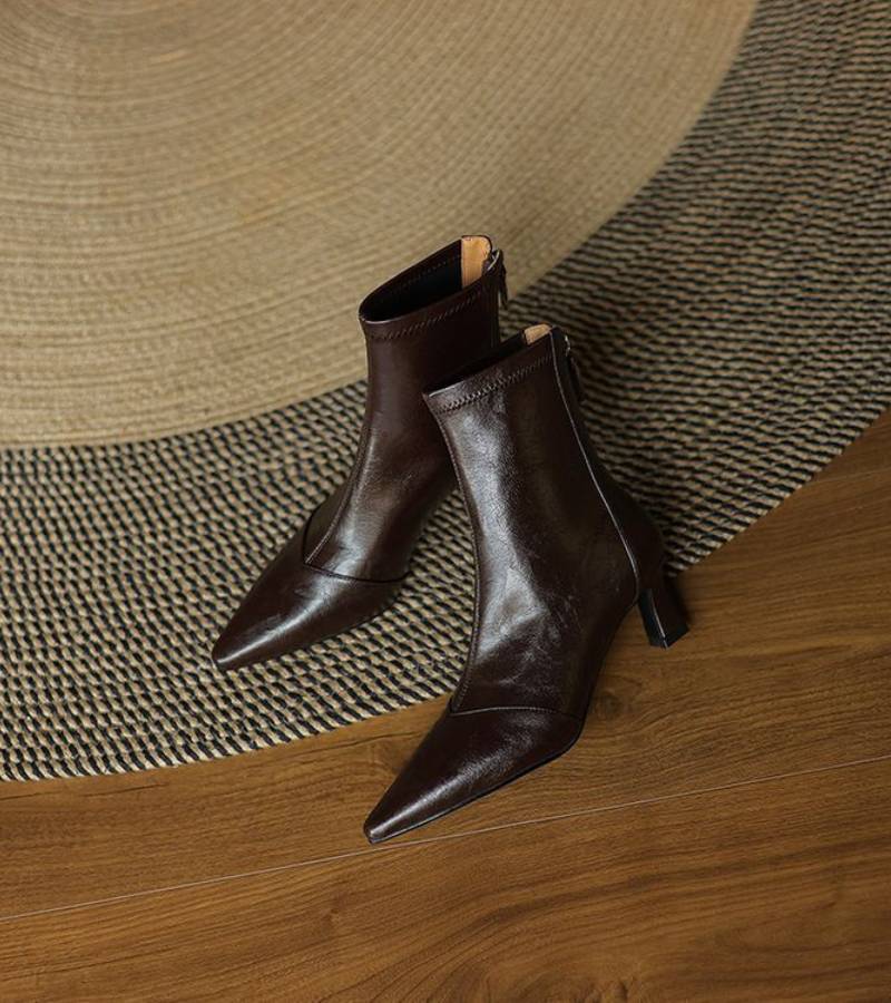Brigitte | Elegant Heeled Leather Ankle Boots