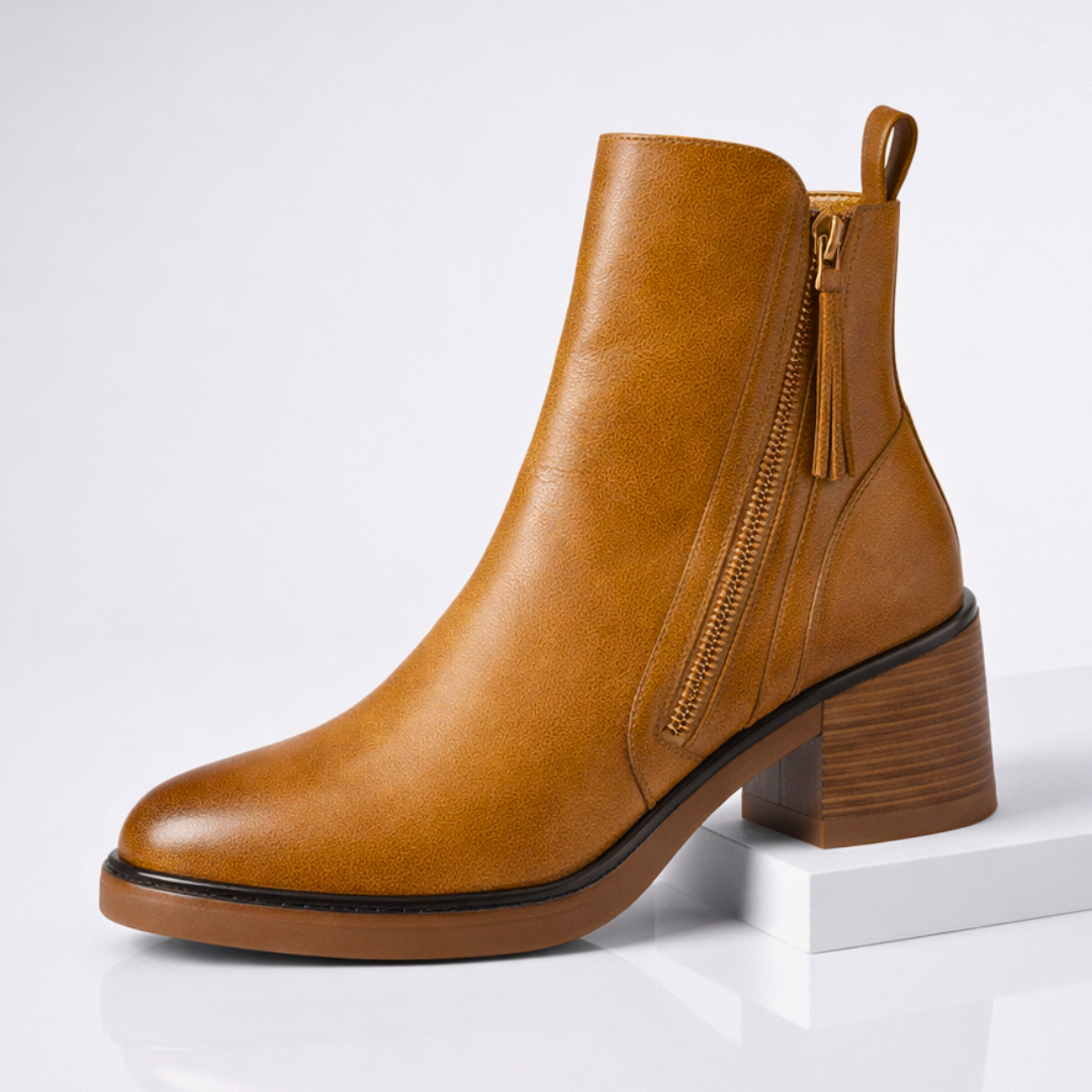 Nola Leather Ankle Boots - Brown