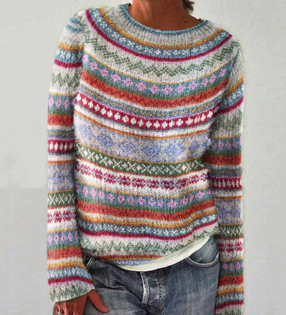 Charlotte | Retro Knitted Sweater - Blue
