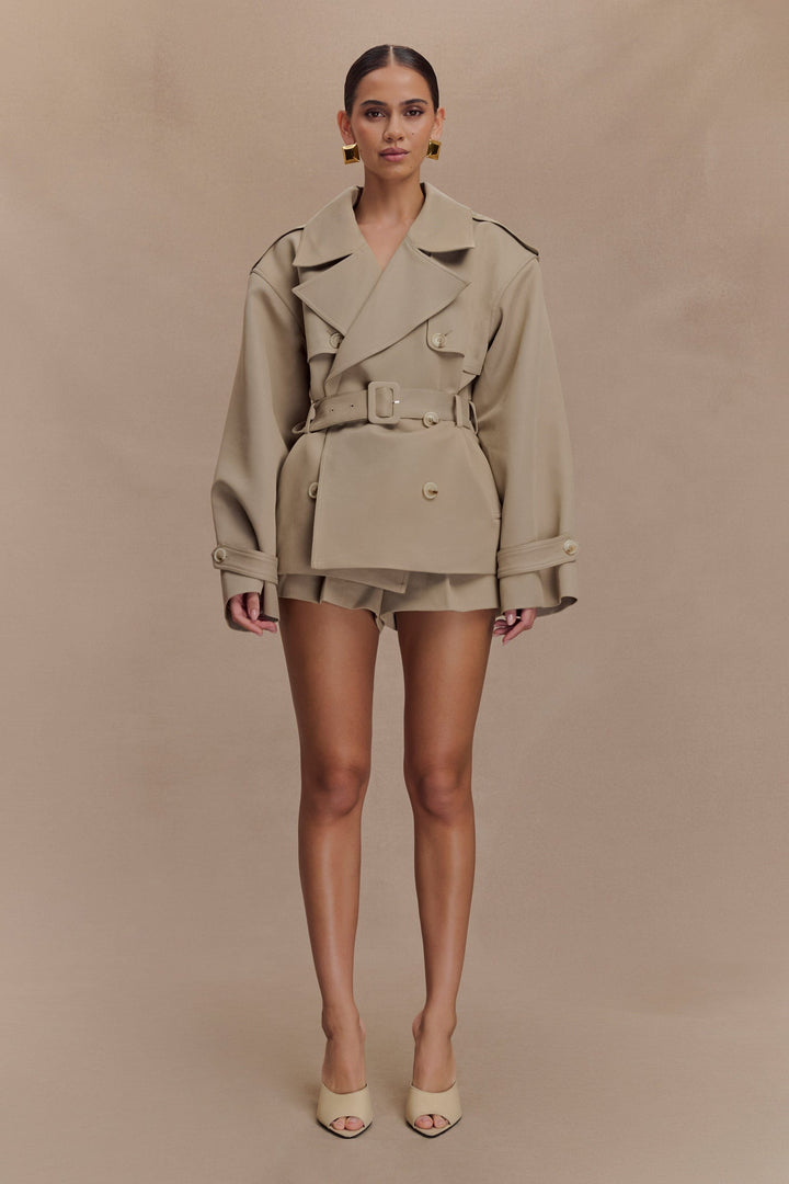 Elsje | Tailored Short Trench Coat with Classic Elegance - Khaki