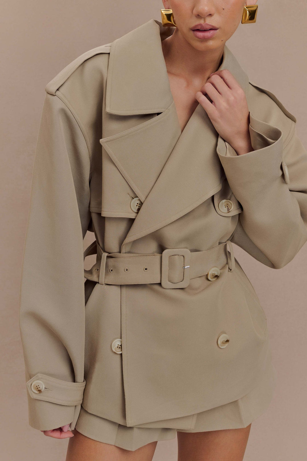 Elsje | Tailored Short Trench Coat with Classic Elegance - 