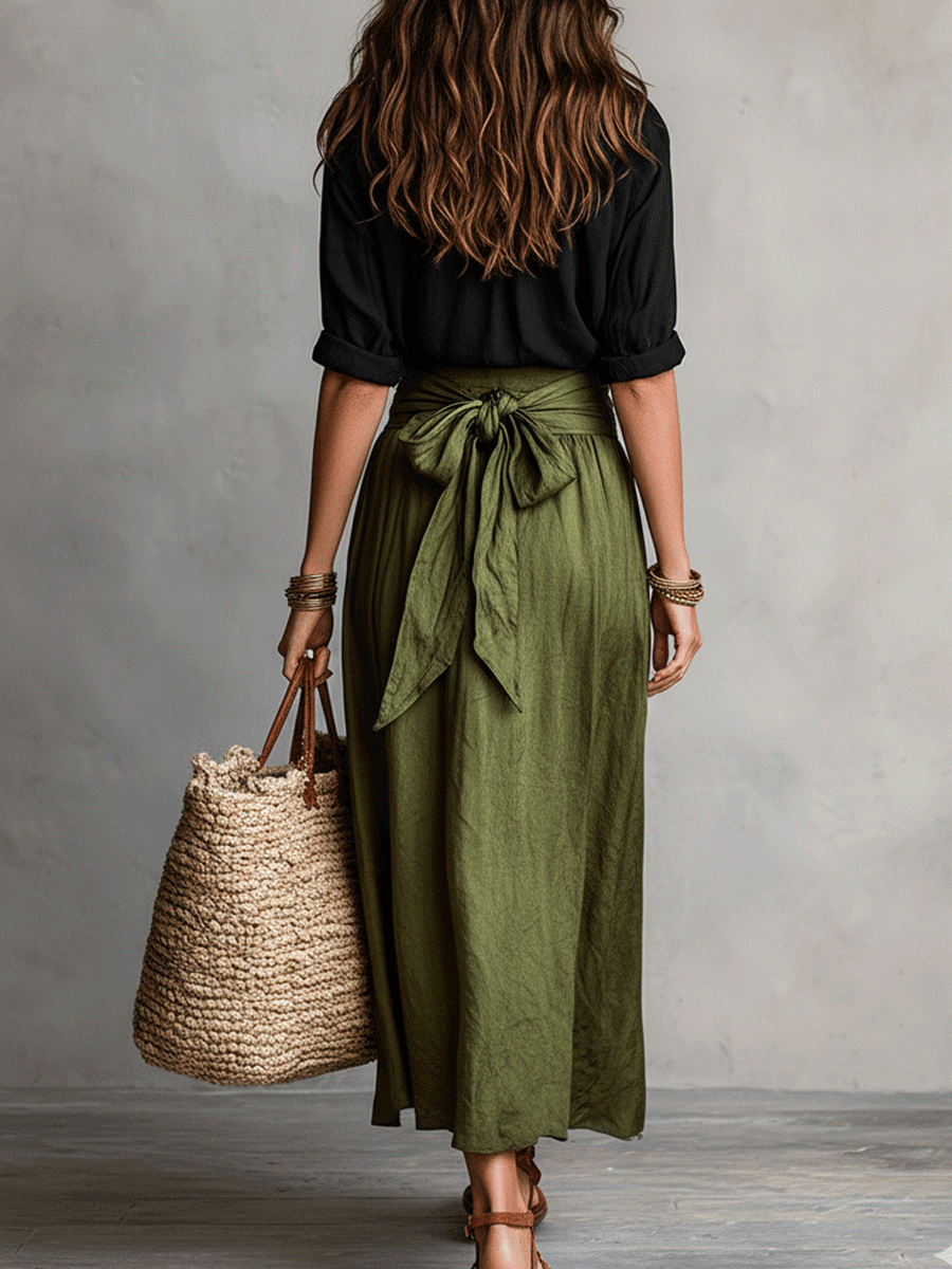 Holly | Raso Midi Skirt & Blouse Completo