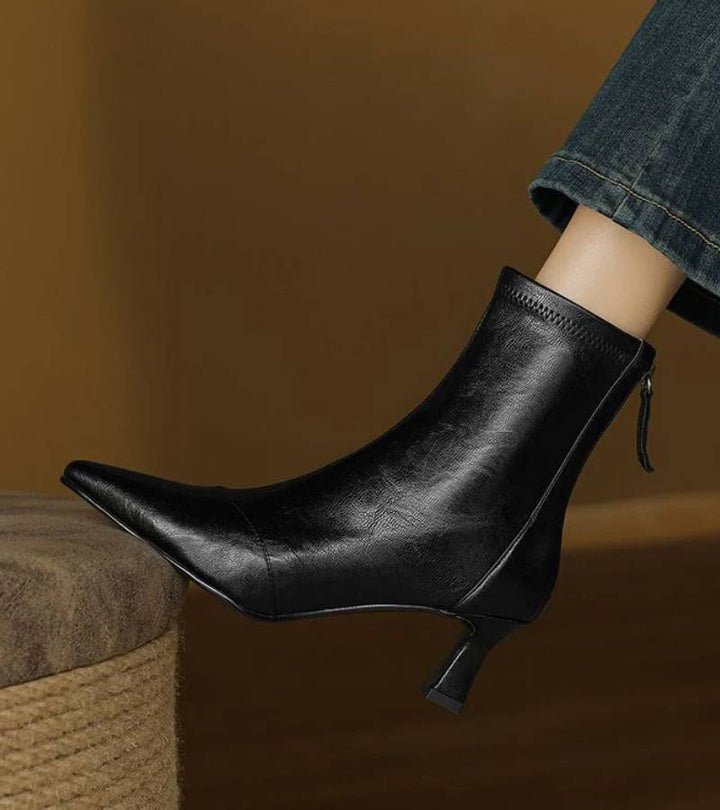 Brigitte | Elegant Heeled Leather Ankle Boots