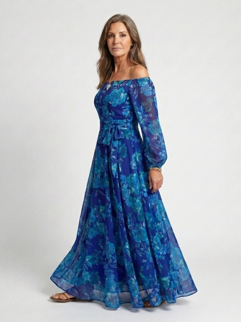Aspen | Elegant Floral Off Shoulder Maxi Dress