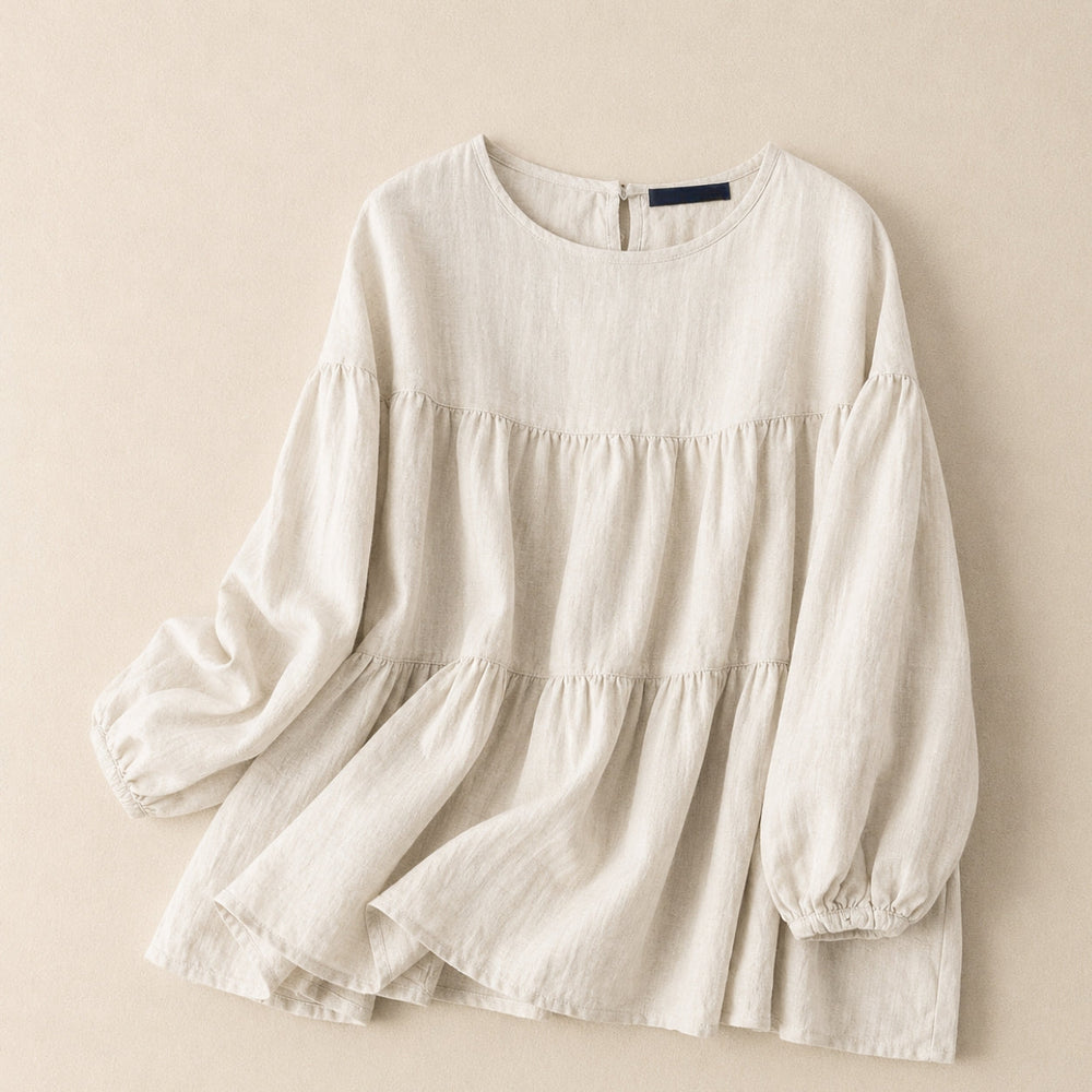 Isla | Tiered Linen Blouse - Helen & Olivia Manhattan