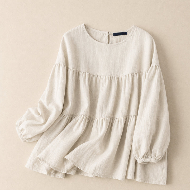 Isla | Tiered Linen Blouse - Helen & Olivia Manhattan