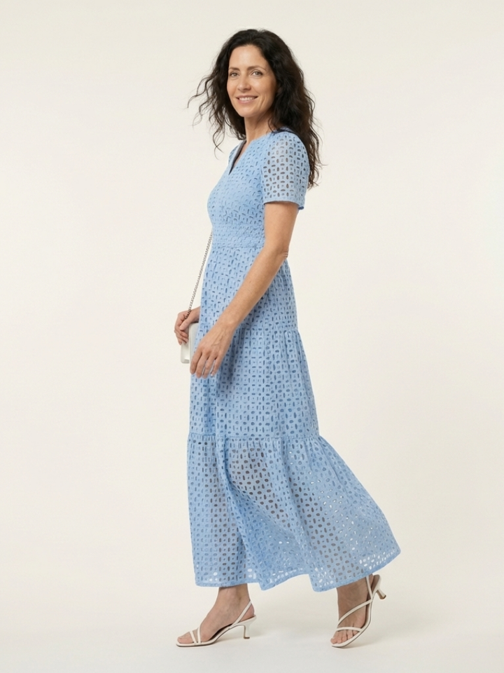 Brielle | Easy V Neck Tiered Midi Dress