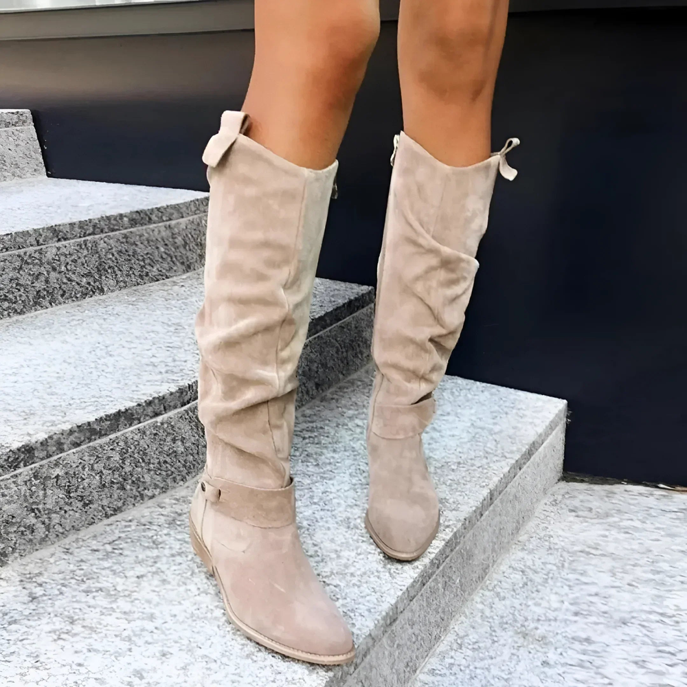 Debora | Suede Knee-High Boots - Helen & Olivia Manhattan