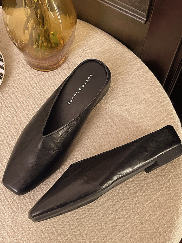 Vale Leather Flats - Black