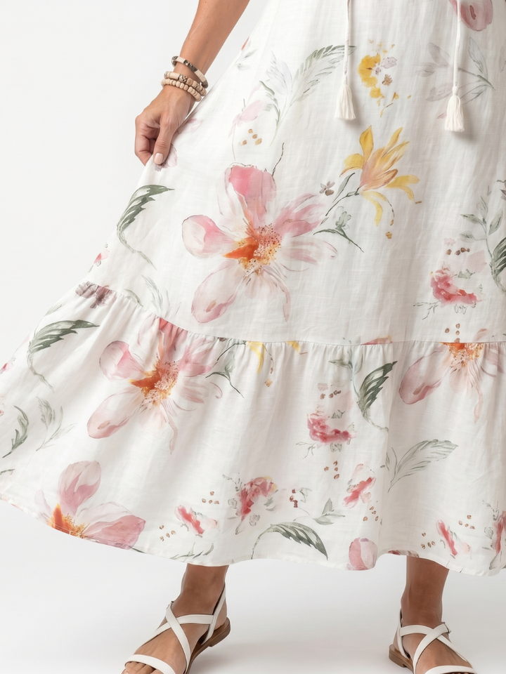 Noa | Dress Midi Floral a Balze with Nappine