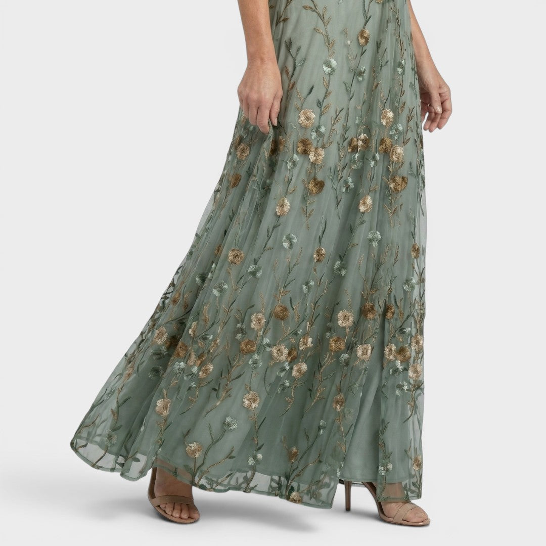 Daniela | Flowing Halter Maxi Dress - White + Blue