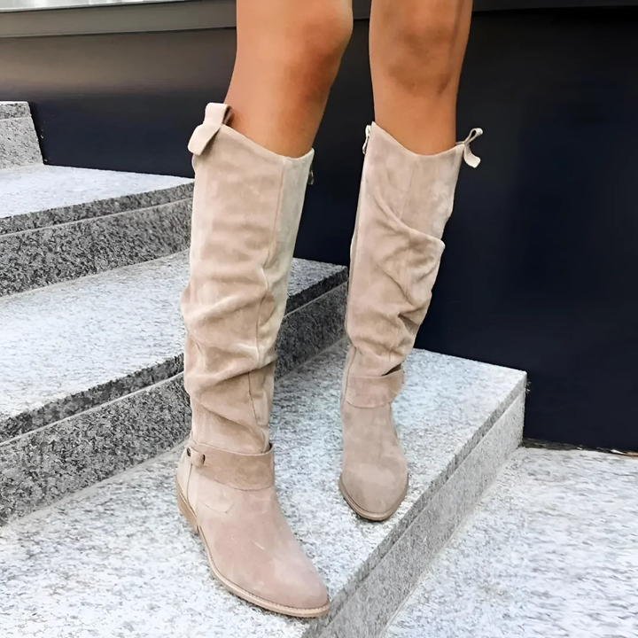 Debora | Suede Knee-High Boots - Helen & Olivia Manhattan