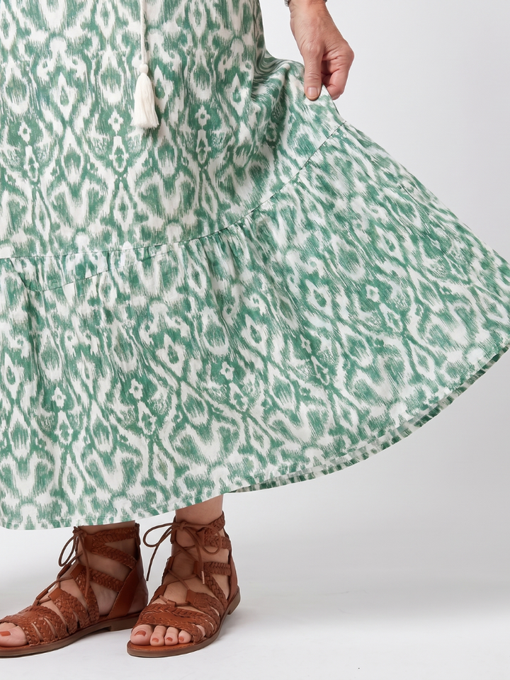 Ilara | Dress Midi a Fantasia with Nappine, V-Neck