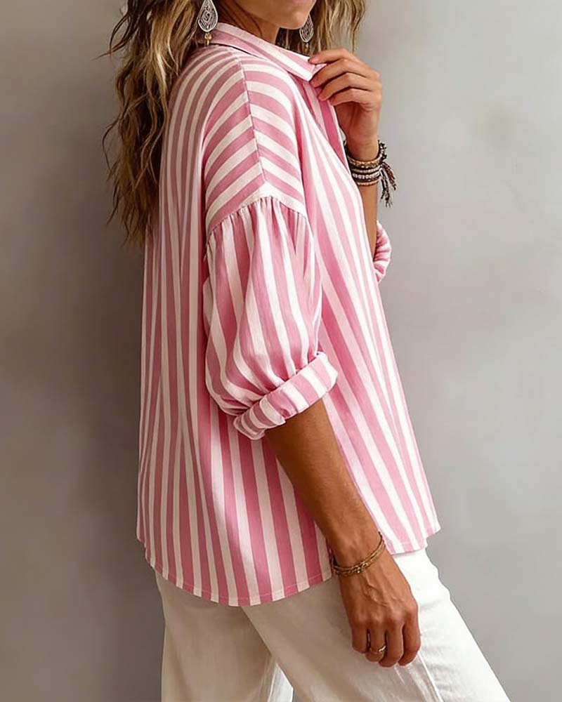 Deborah | Blouse Wide Striped with Collar