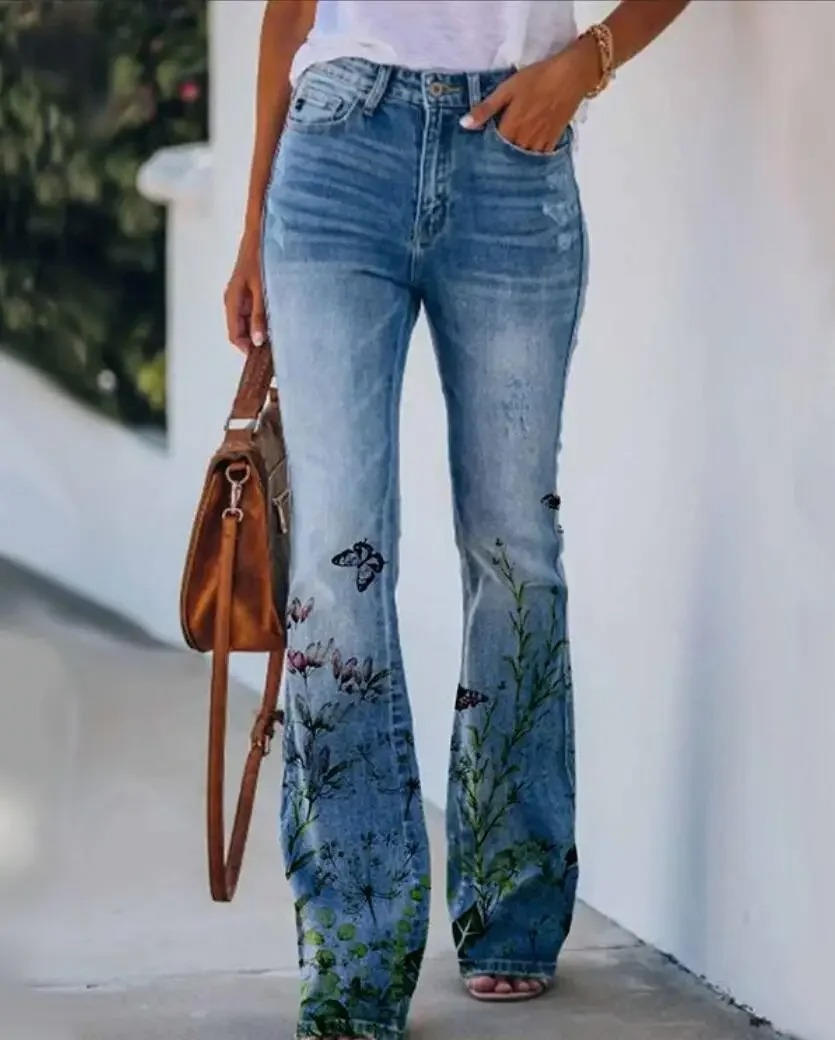 Briony | Embroidered Floral Flare Jeans
