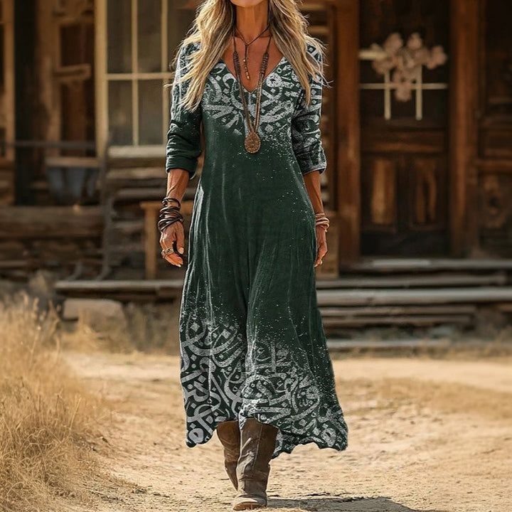 Calista | Relaxed Long Sleeve Stampa Dress