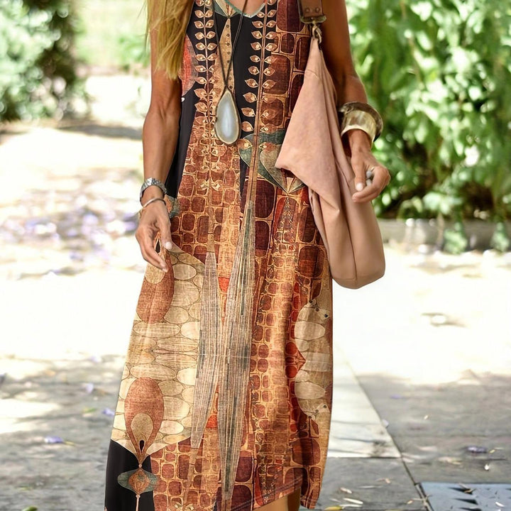 Bella | Sleeveless Boho Stampa Dress