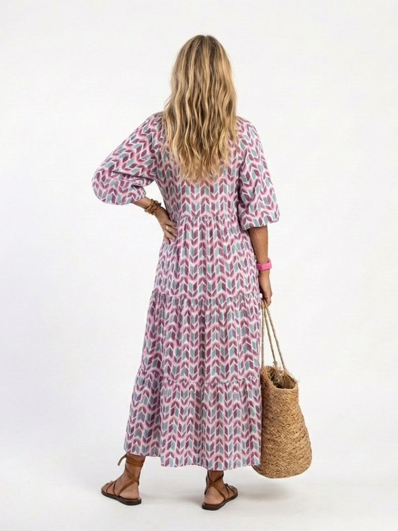 Mireya | Easy Geometric Tiered Midi Dress