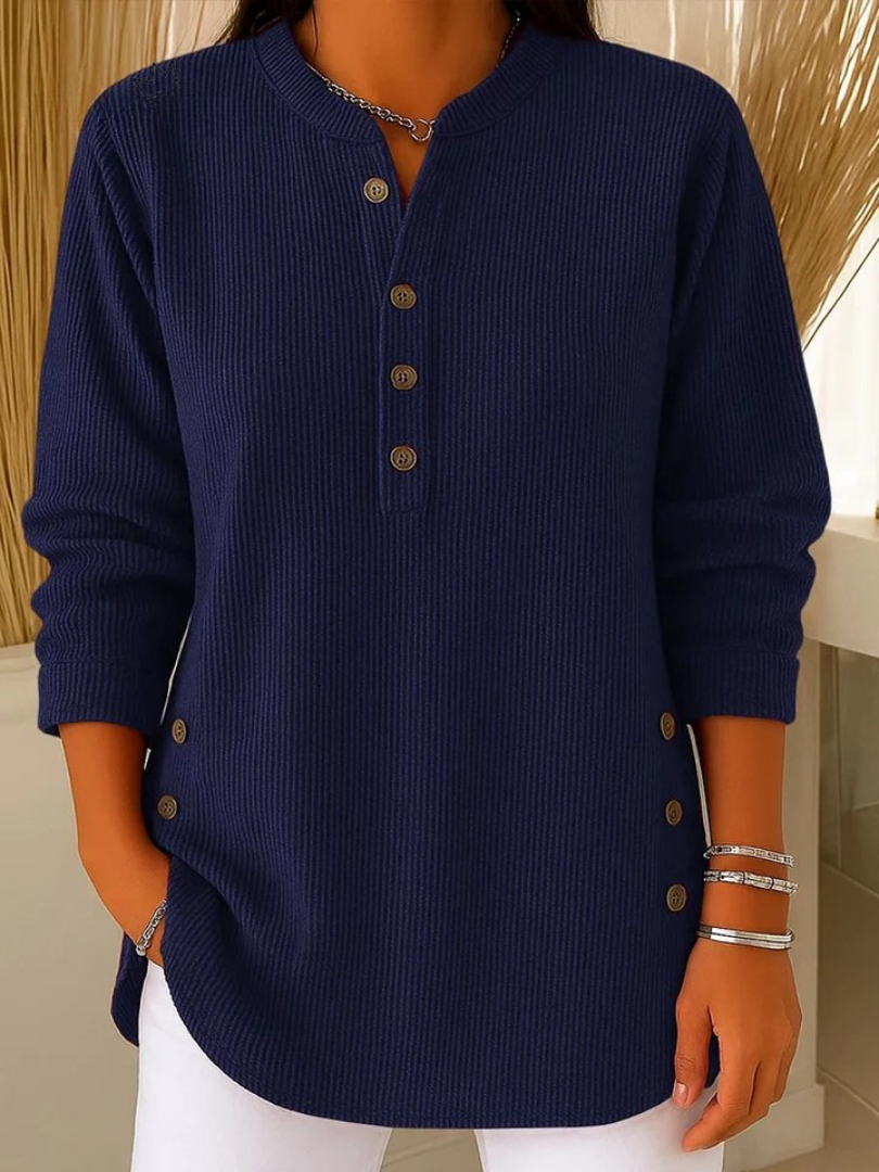 Neva | Button Henley Tunic - Navy