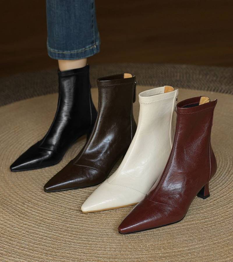 Brigitte | Elegant Heeled Leather Ankle Boots