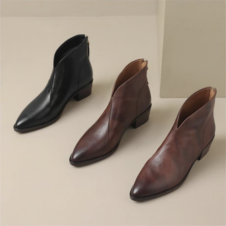 Pauline | Elegant Leather Ankle Boots