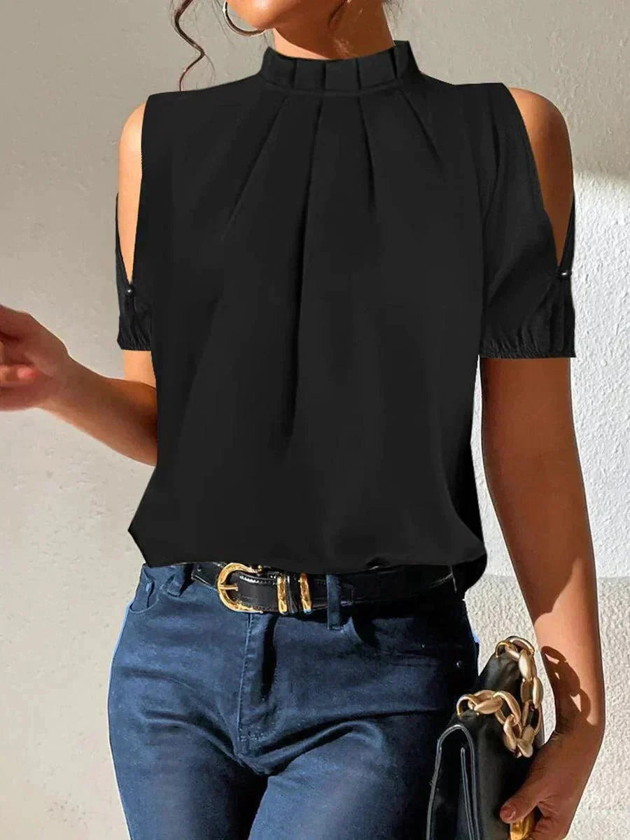 Lena | Pleated Top with Slit Sleeves