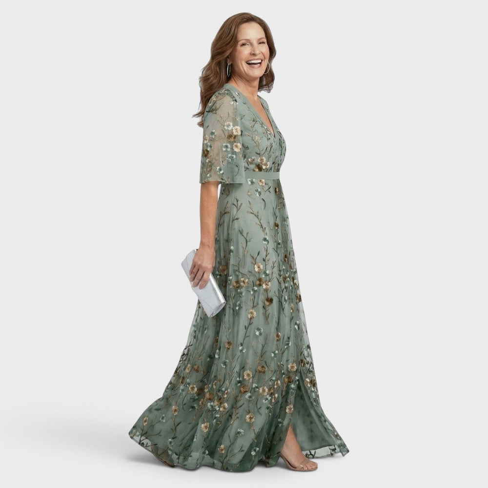 Daniela | Flowing Halter Maxi Dress - Blue + Red