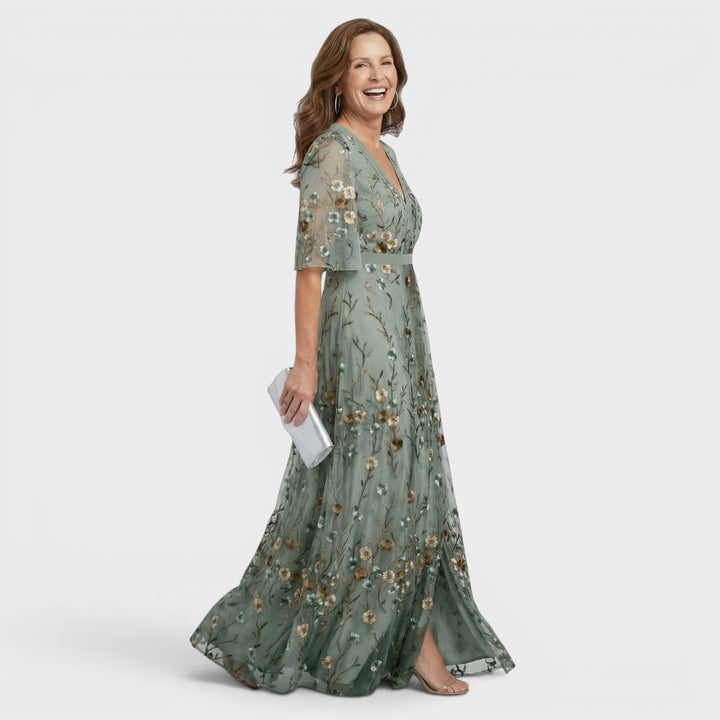Daniela | Flowing Halter Maxi Dress - Blue + Red