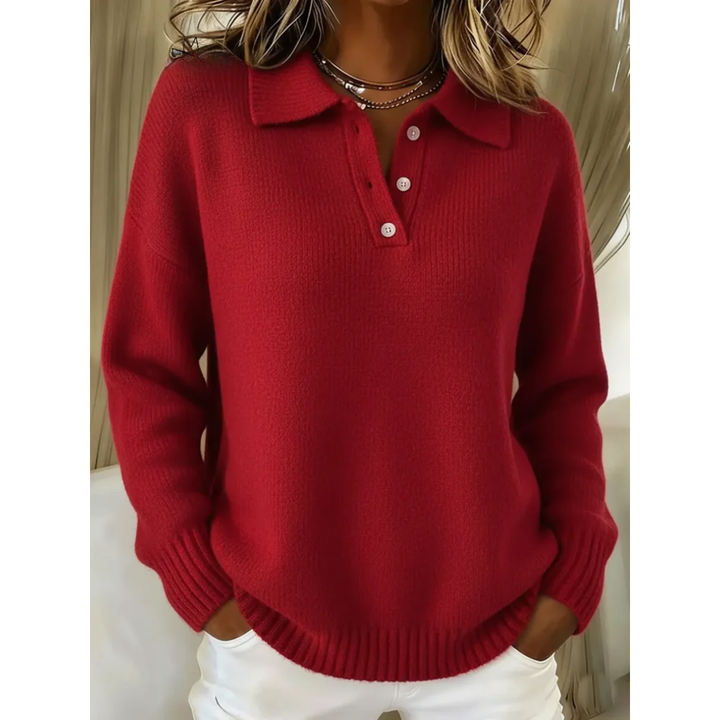 Maren | Polo Collar Comfort Sweater - White