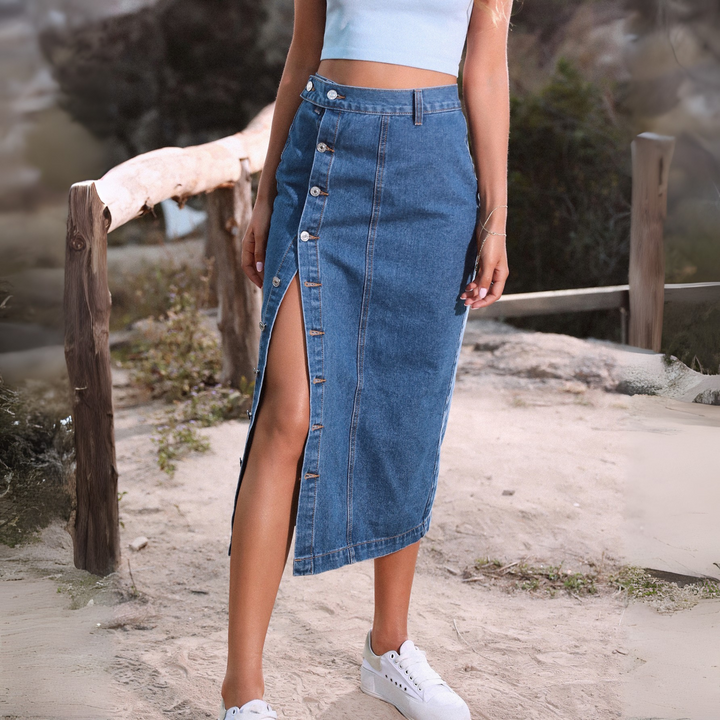Xiani | Casual Button-Front Slit Skirt