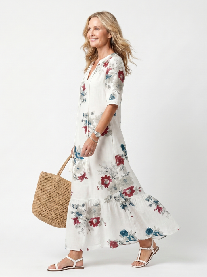 Maeva | Dress Midi Floral with Nappine & Coulisse