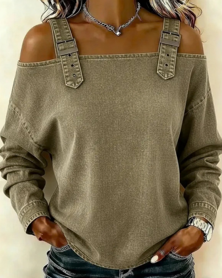 Ginger | Off-Shoulder Denim Strap Top