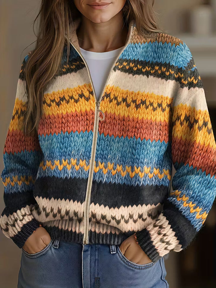Beatrix | Zigzag Striped Knit Cardigan - Helen & Olivia Manhattan