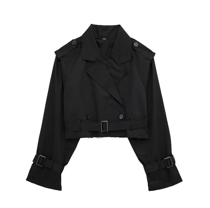 Geesje | Stylish Short Trench Coat for Every Season - Dark Brown