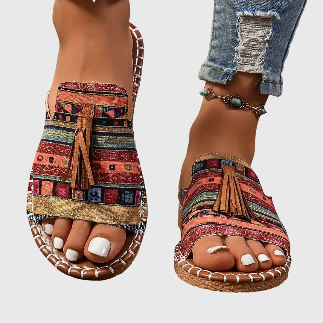 Nathalie | Boho Pompon Sandals