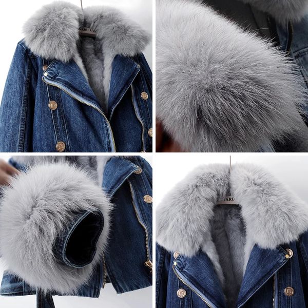 Margaux Luxe Lined Fox Fur Denim Coat - 