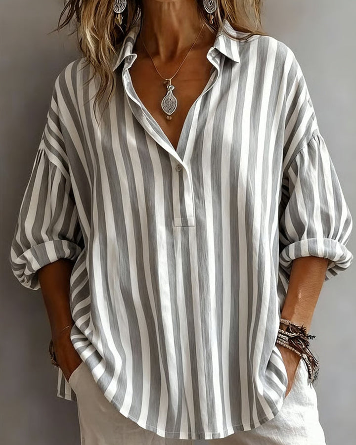 Deborah | Blouse Wide Striped with Collar