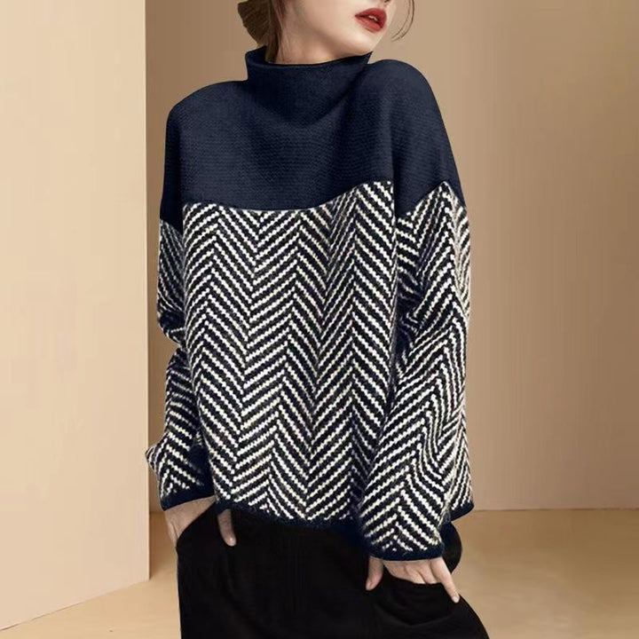 Eva | Herringbone Knit Sweater - Pink