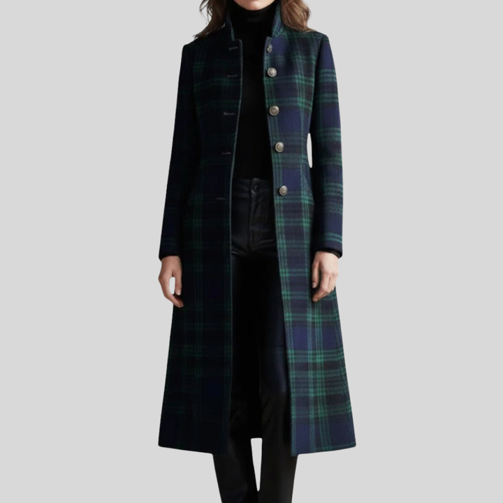 Quinn | Plaid Tailored Long Coat - 