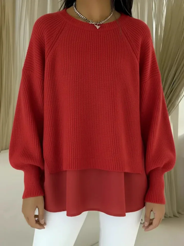 Kestlyn | Layered Look Sweater - Navy