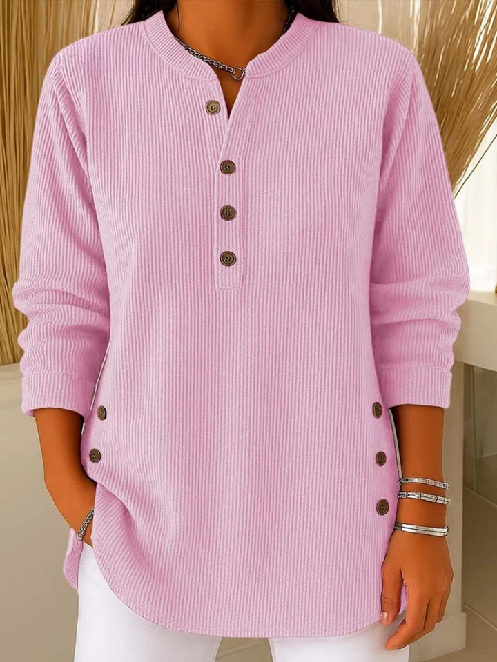 Neva | Button Henley Tunic - Pink