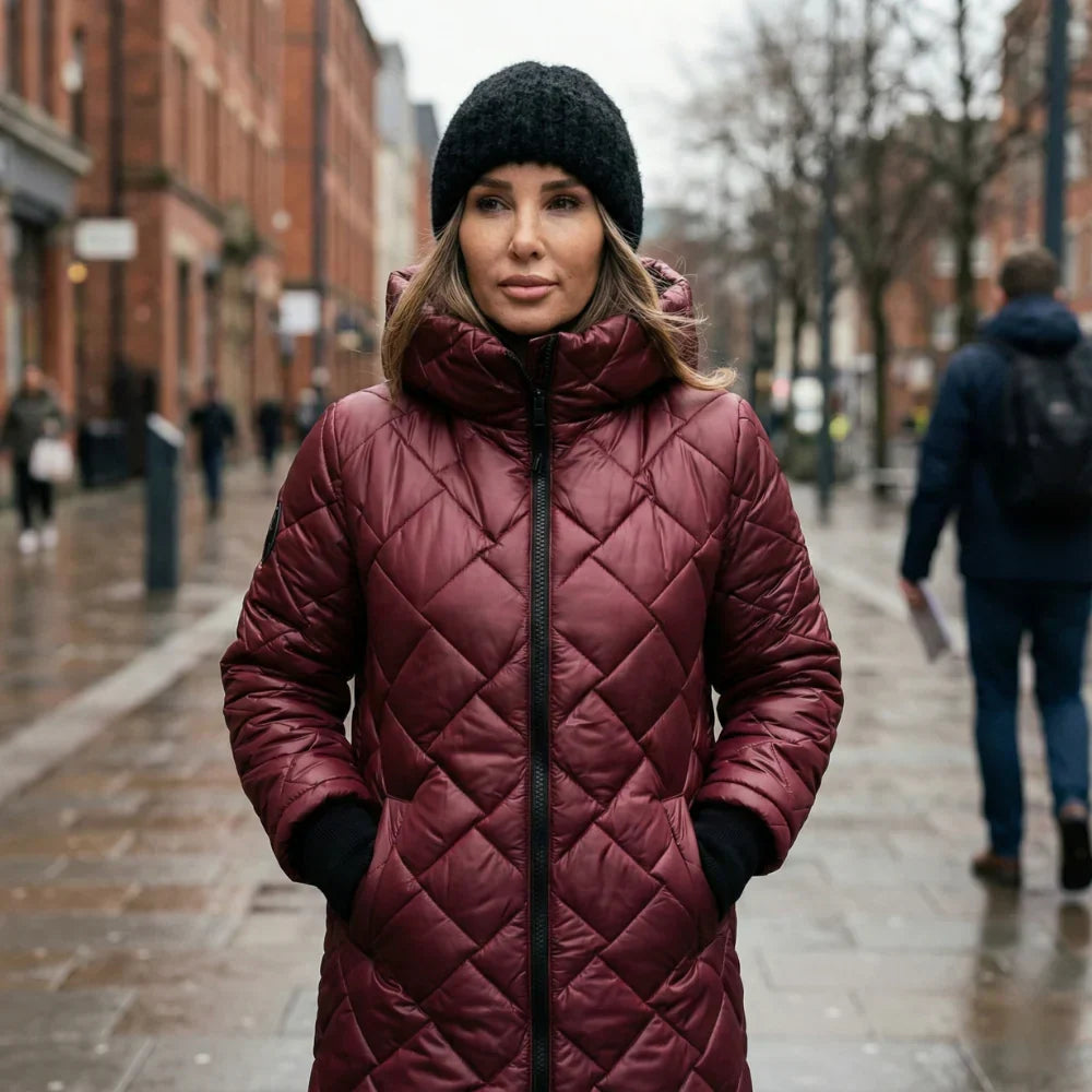 Claire | Quilted Hooded Long Coat - 