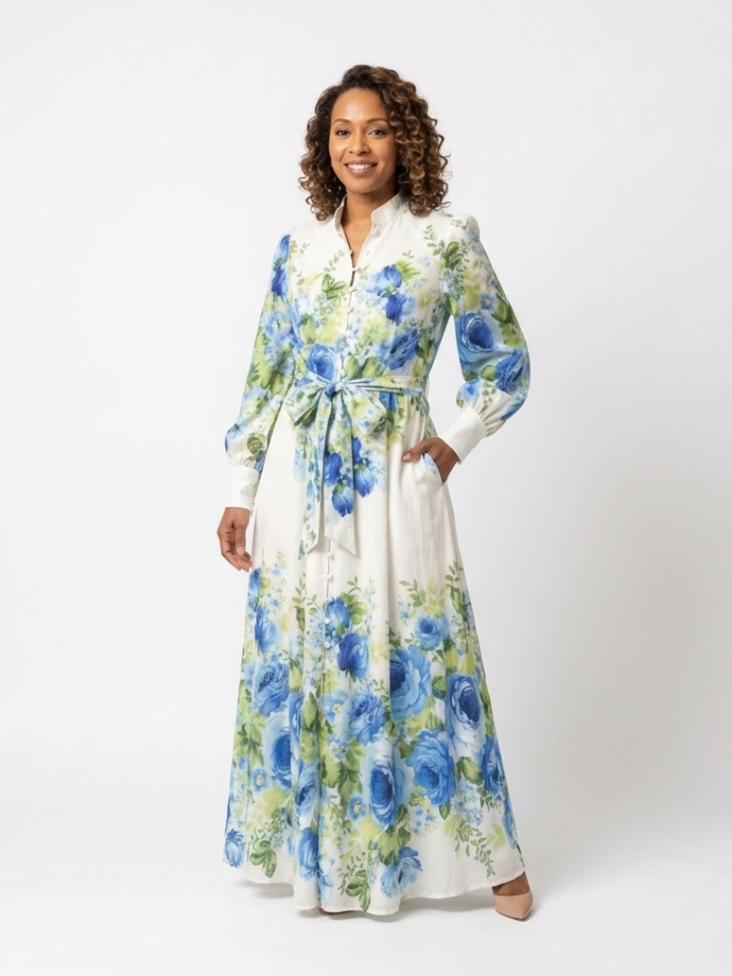 Ottoline | Effortless Floral Long Sleeve Maxi Dress