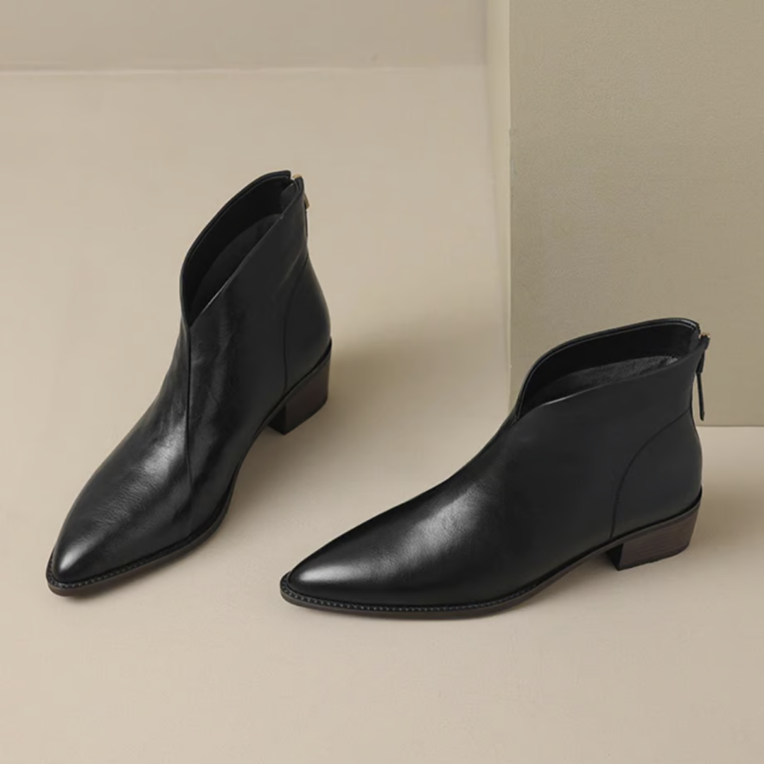 Pauline | Elegant Leather Ankle Boots