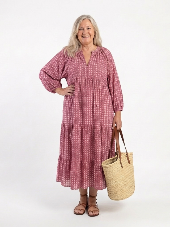 Arlette | Dress Midi Long Sleeve Stampa Geometric