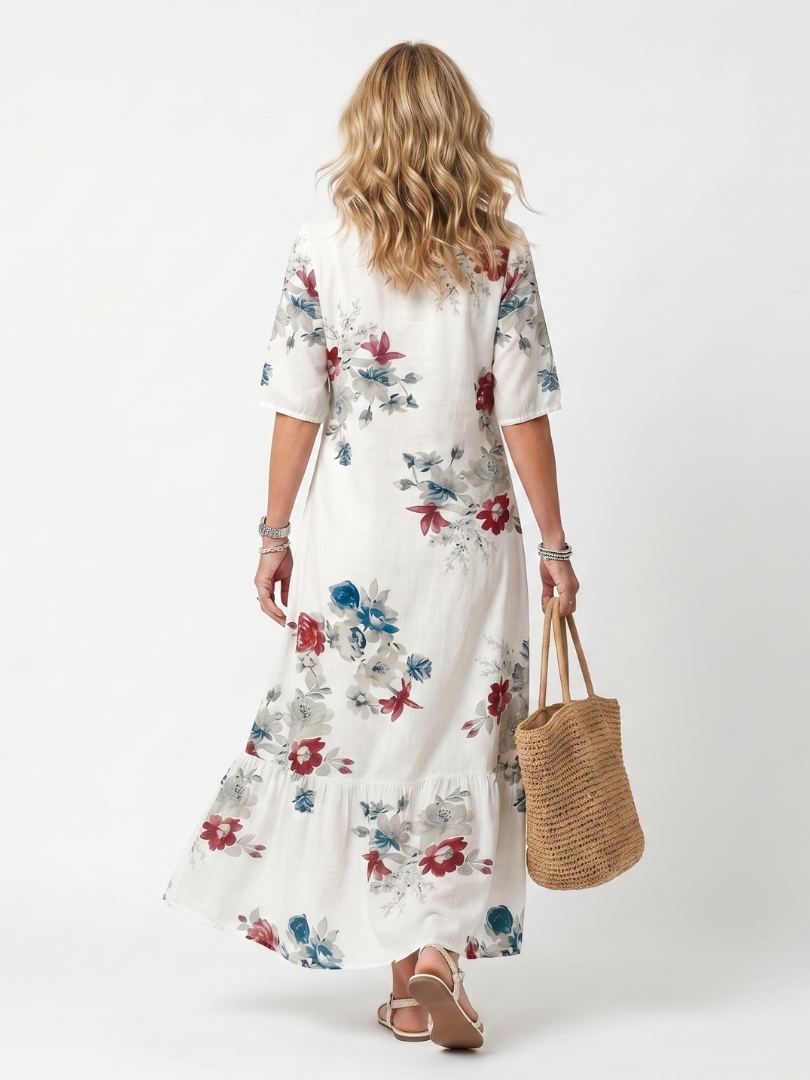 Maeva | Dress Midi Floral with Nappine & Coulisse