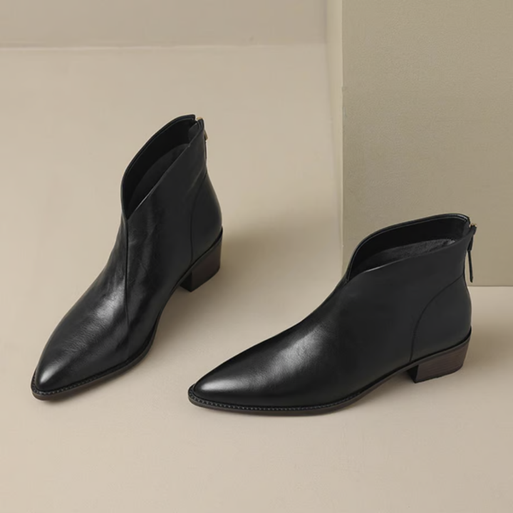 Pauline | Elegant Leather Ankle Boots