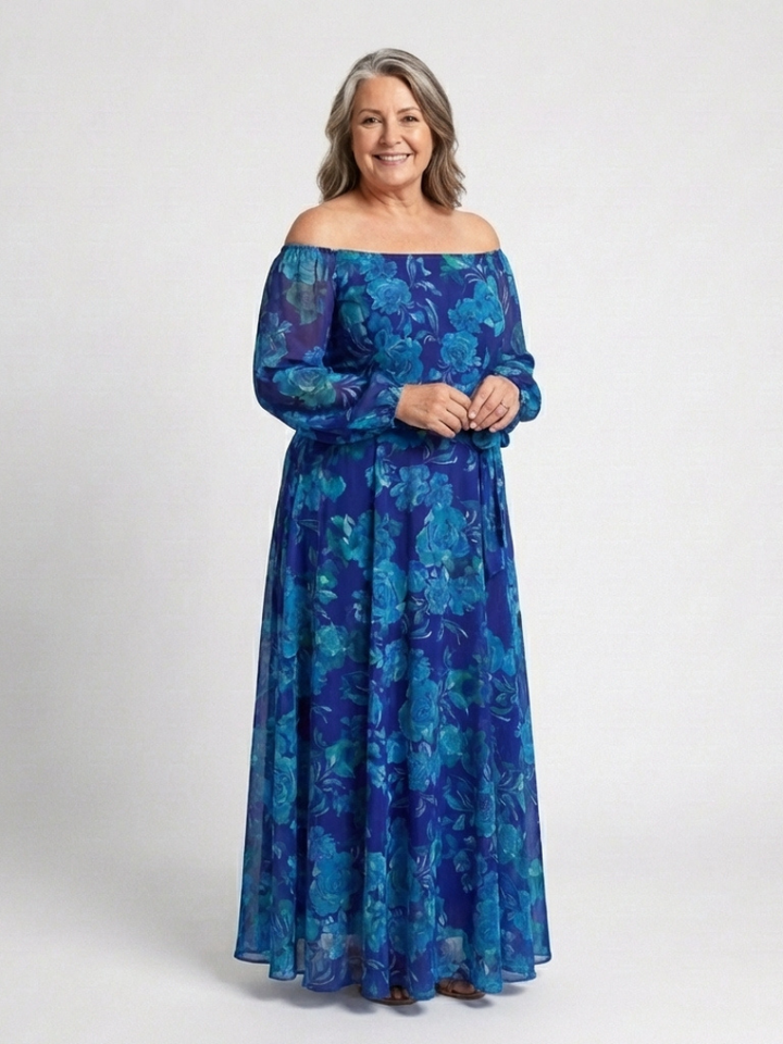 Off Shoulder Floral Maxi Dress